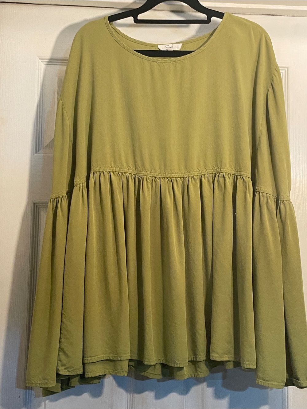 Flowy Peplum Blouse in Olive Green